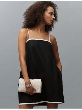 NWOT Mare Mare Square-Neck Linen A-Line Mini Dress, S